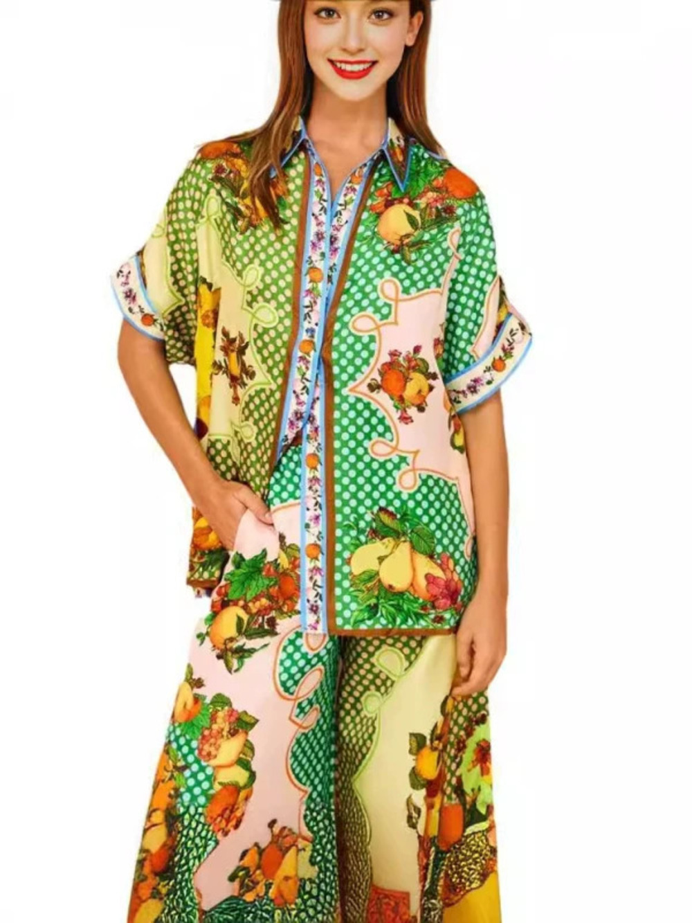 ZARA Relaxed Fit Printed Short Sleeve Drawstring Set